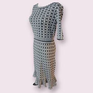 Taylor Black and White Geometric Midi Dress